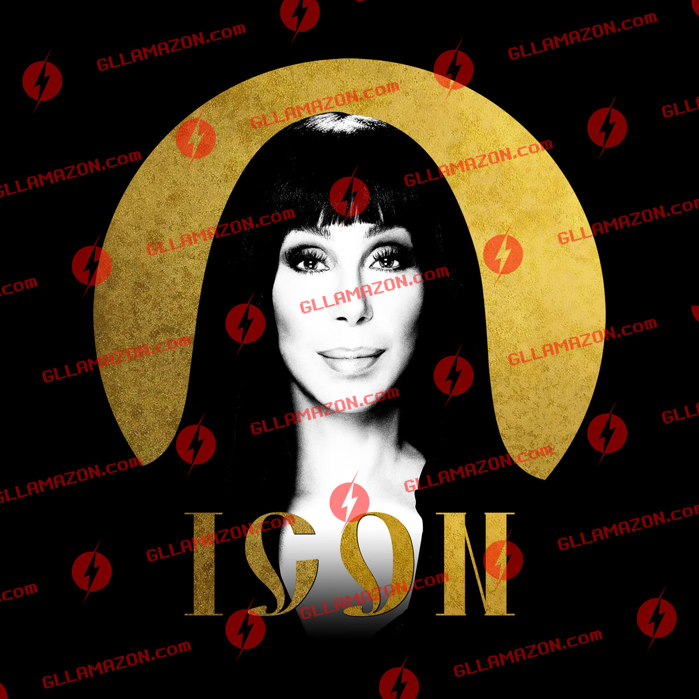 Design preview of Gllamazon's Cher Icon Black T-Shirt