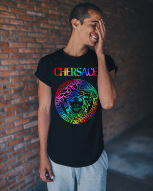 CHERSACE Pride Collection by Gllamazon: Shop T-Shirts, Hoodies, Tank Tops, Socks, Phone Cases & More Inspired by Cher and Donatella Versace.