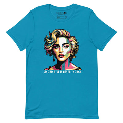 Shop Gllamazon's Second Best Is Never Enough Madonna T-shirt. Color: Aqua.