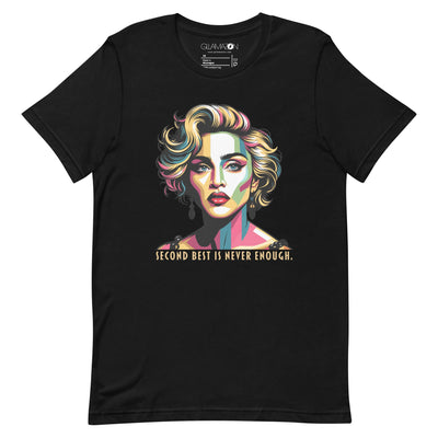Shop Gllamazon's Second Best Is Never Enough Madonna T-shirt. Color: Black.