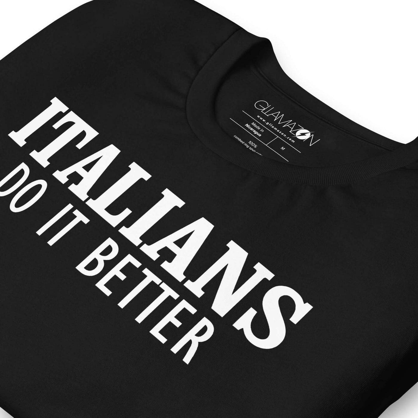 Shop Gllamazon's Italians Do It Better T-shirt, a replica of the iconic black T-shirt worn by Madonna on the set of her "Papa Don't Preach" music video in 1986.