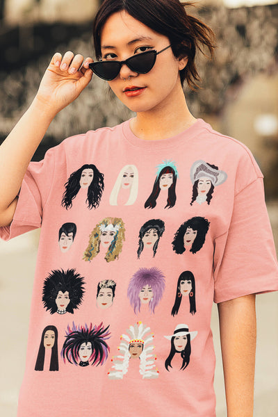 Woman with trendy sunglasses and a nose ring wearing Gllamazon's Turn Back Time Cher T-Shirt